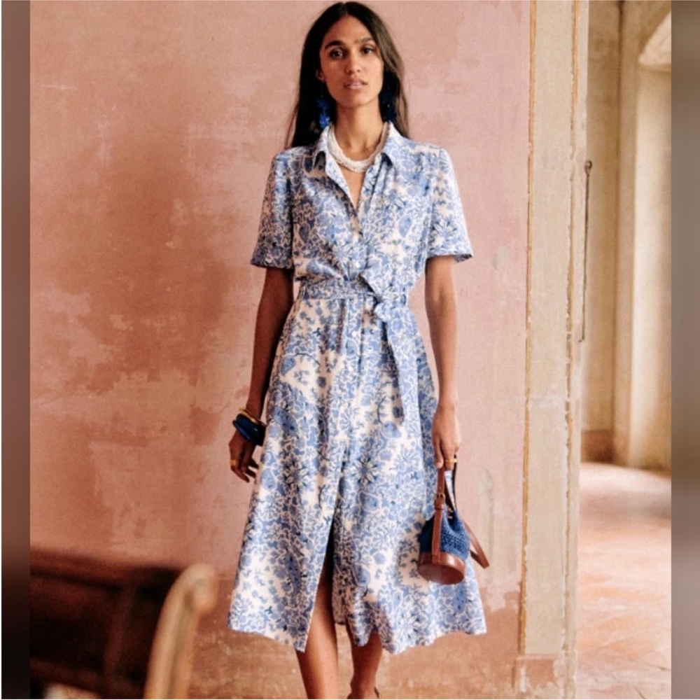NWOT Sezane blue and white shirt dress size 38 US 6